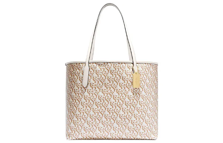 COACH City Artificial Leather Tote Bag, Shopping Bag, Handbag, Shoulder Bag Large Women's Chalk White