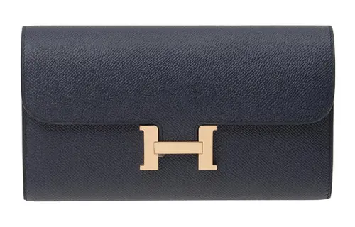 HERMES Gold tone Lock Epsom Leather Shoulder Bag, Crossbody Bag Women's 76 Bleu Indigo