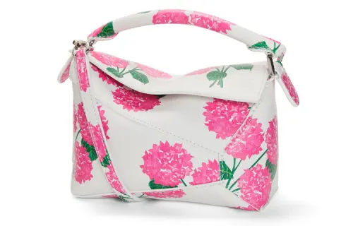 LOEWE Puzzle Satin Calfskin Shoulder Bag, Crossbody Bag, Handbag Mini Women's Pink/White