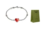 GUCCI Pre Owned 2015 2025 Sterling Silver And Enamel San Valentino Heart Bracelet