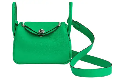 HERMES Lindy Taurillon Clemence Cow Leather Handbags 19 Women's 0Z Vert Comics Comic Green