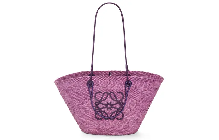 LOEWE Anagram Iraci Palm With Calfskin Handbag, Shoulder Bag Women's Purple