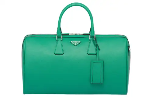 PRADA Saffiano Cross Grain Leather Handbag, Shoulder Bag, Crossbody Bag, Travel Bag Regular Men's Green