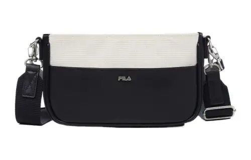 FILA Canvas Baguette Bag, Handbag, Shoulder Bag, Crossbody Bag Regular Women's Black White