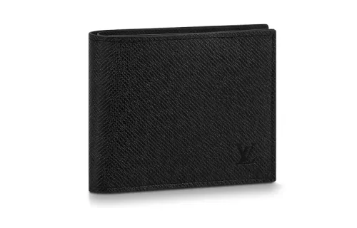 LOUIS VUITTON Marco Taiga Leather With Cow Leather Card Holder, Wallet Men's Black