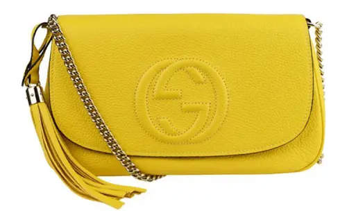 GUCCI Leather Crossbody Bag, Shoulder Bag Women's Yellow