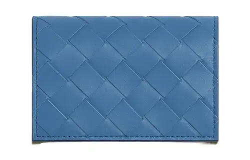 Bottega Veneta Cow Leather Wallet, Card Holder Men's Surfing Blue/Cave Stone Green