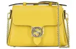 GUCCI Litchi Grain Leather Messenger Bag, Shoulder Bag, Crossbody Bag, Handbag Women's Yellow