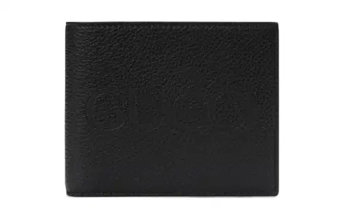 GUCCI Leather Wallet Men's Black/Yellow