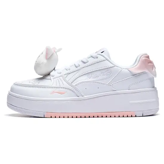 LINING X Disney Skateboard Shoes Women's Low-Top White Pink