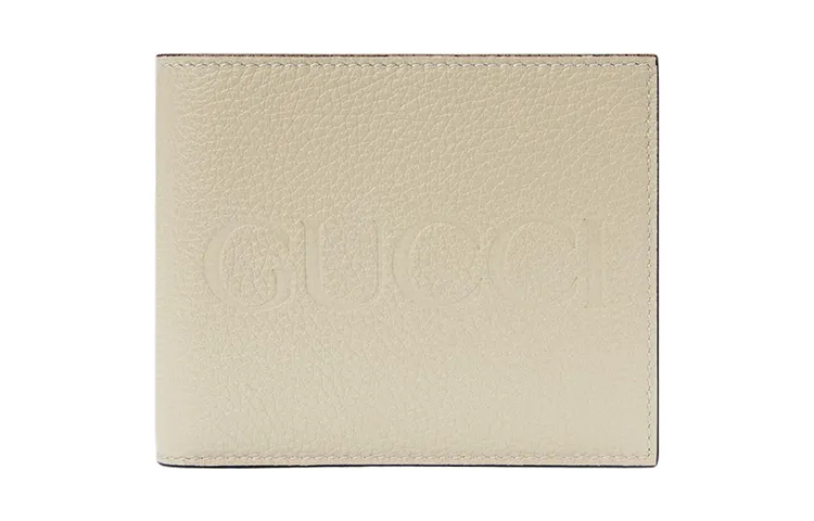 GUCCI Leather Wallet Men's Cream White