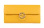 GUCCI Leather Wallet Women's Yellow