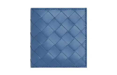 Bottega Veneta Cow Leather Card Holder, Wallet Small Men's Surfing Blue/Cave Stone Green