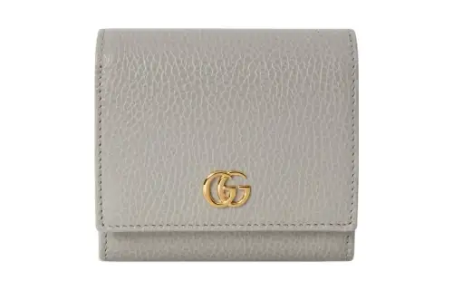 GUCCI GG Marmont Leather Wallet Medium Women's Gray/Pink