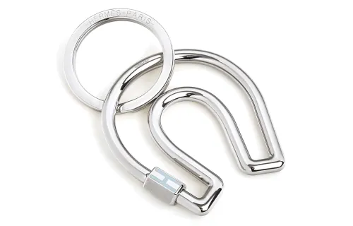 HERMES Cheval Keychain Unisex Silver/Sky Blue