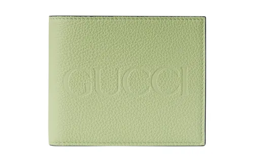 GUCCI Leather Wallet Men's Light Green