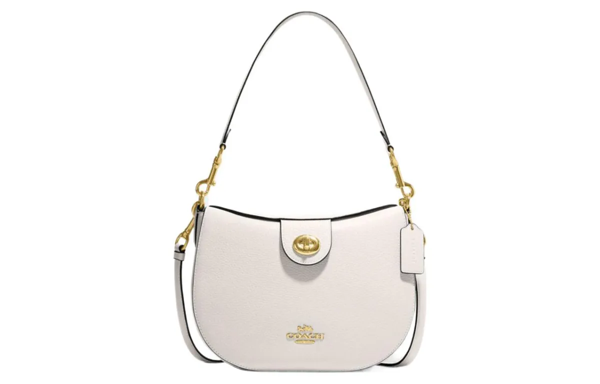 COACH Ella Cow Leather Handbag, Shoulder Bag Medium Women's White