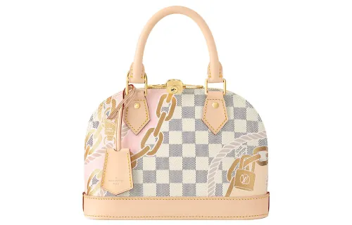 LOUIS VUITTON Alma Coated Canvas With Leather Dome Bag, Crossbody Bag, Handbag Regular Women's White