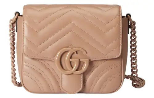 GUCCI GG Marmont Leather Tofu Bag, Messenger Bag, Handbag, Crossbody Bag Shoulder Bag Mini Women's Light Milk Tea