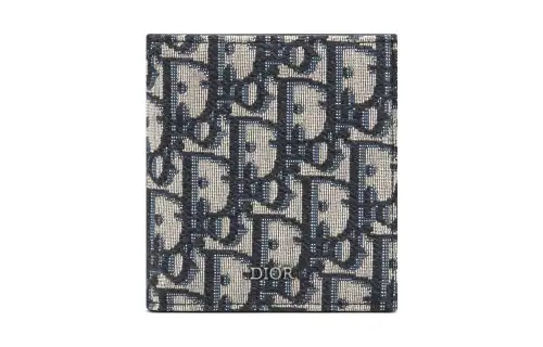 DIOR Jacquard Fabric Wallet Men's Beige/Black