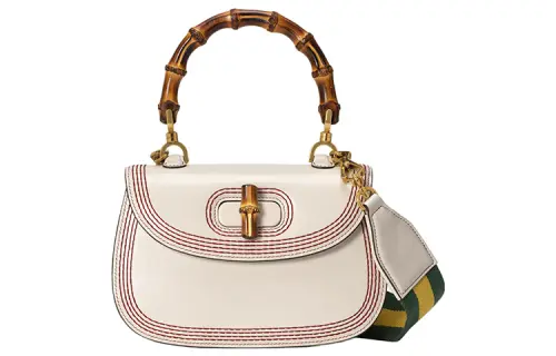 GUCCI Bamboo 1947 Leather Shoulder Bag, Crossbody Bag, Handbag Small Women's White