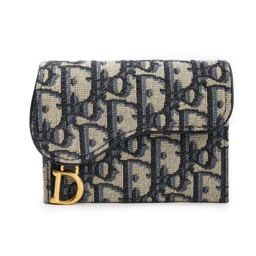DIOR Saddle Canvas Bag, Saddle Bag, Coin Purse, Card Holder Women's Denim Blue
