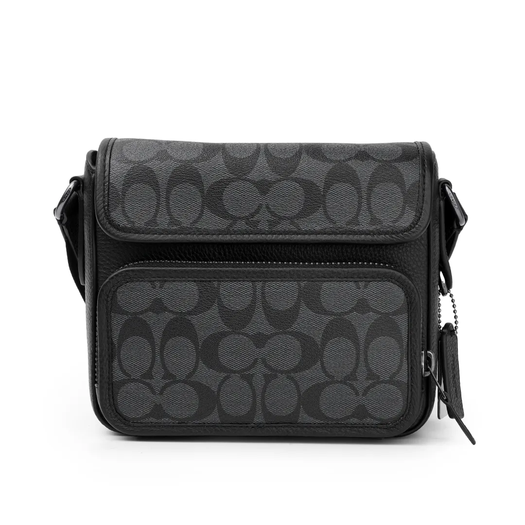 COACH Sullivan With Cow Leather Messenger Bag, Crossbody Bag, Shoulder Bag Medium Men's Black