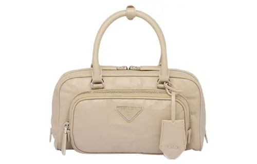 PRADA Nappa Leather Shoulder Bag, Crossbody Bag, Handbag Women's Beige
