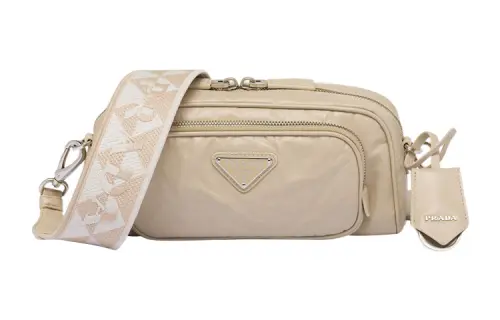 PRADA Nappa Leather Crossbody Bag, Shoulder Bag Women's Beige