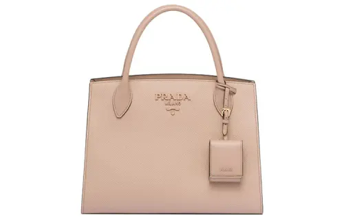 PRADA Monochrome Leather Tote Bag, Shopping Bag, Shoulder Bag, Crossbody Bag, Handbag Medium Women's Soft Pink