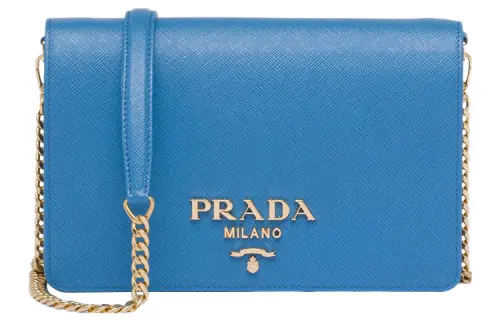 PRADA Leather Crossbody Bag, Shoulder Bag Women's Blue