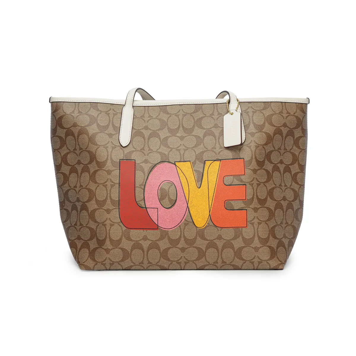 COACH City Coated Canvas With Leather Tote Bag, Shopping Bag, Handbag, Shoulder Bag Large Women's Brown Monogram