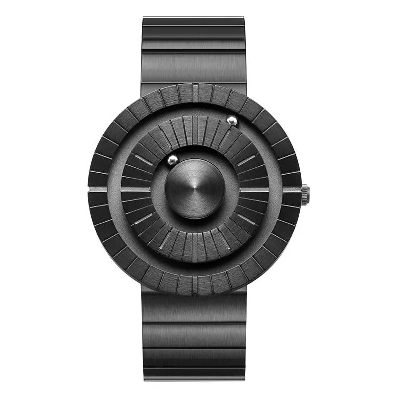 Funtime Quartz Movement Stainless Steel Strap Watch Men's Watches Black Dial 50m Waterproof