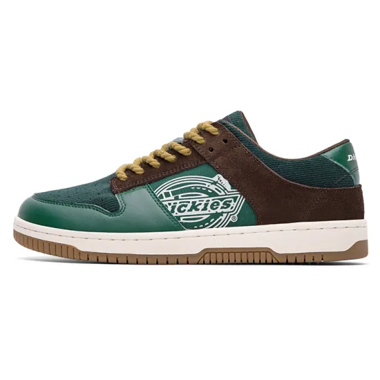 Dickies Skateboard Shoes Men Low-Top Deep Green Brown