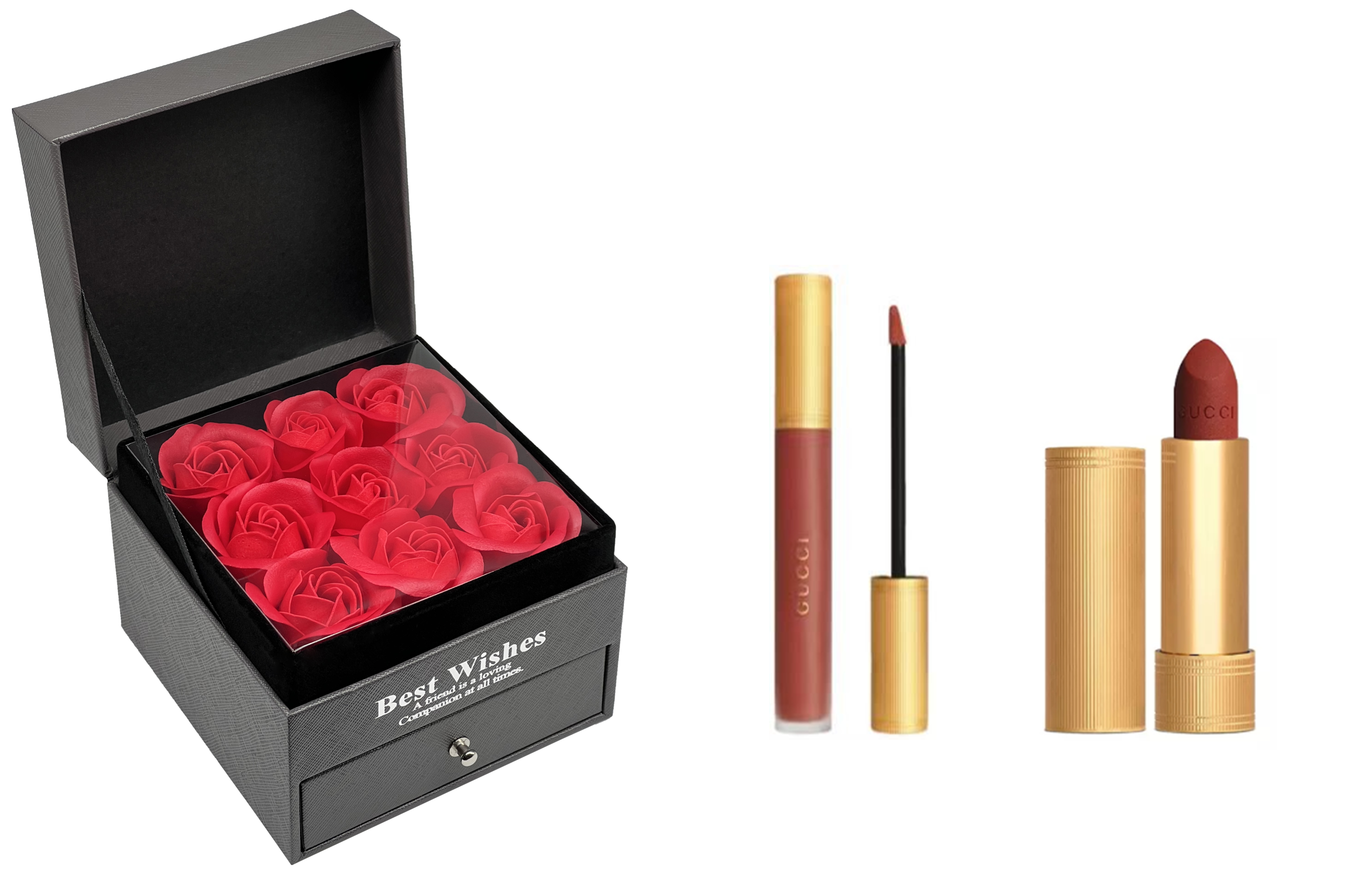 GUCCI Gucci, gift box contains rose, makeup primer, matte set, natural and permanent formula, translucent shading, 2 pieces, 1 pieces