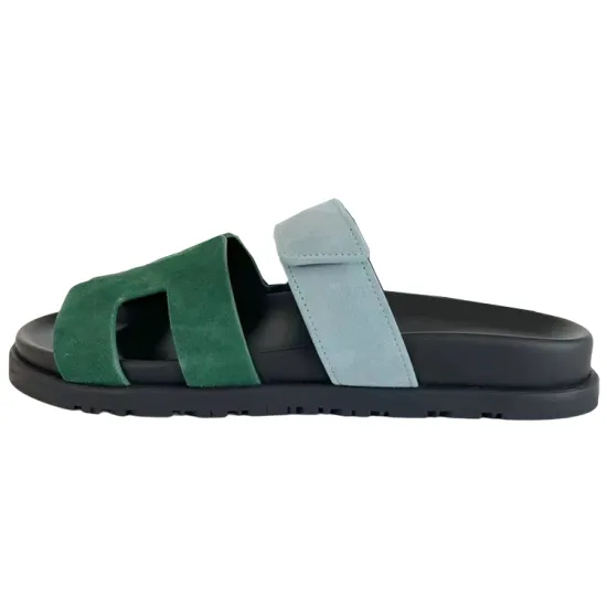 HERMES Chypre Slide Slippers Women's Green
