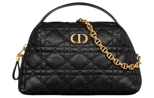 DIOR Caro Calfskin Shoulder Crossbody Handbag Medium Women's Black