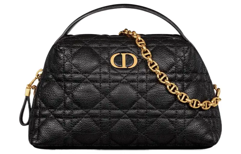 DIOR Caro Calfskin Shoulder Crossbody Handbag Medium Women's Black