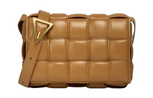 Bottega Veneta Padded Intreccio Cassette Crossbody Bag Caramel