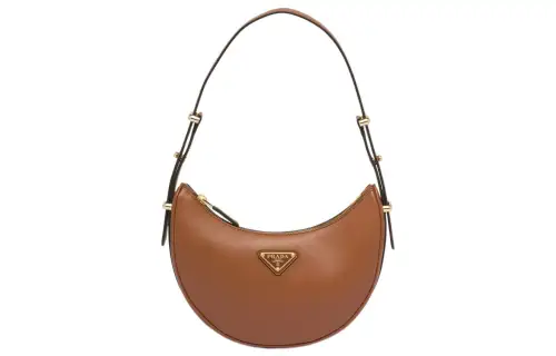 PRADA Leather Crescent Bag Shoulder Bag Handbag, Shoulder Bag Women's Cognac