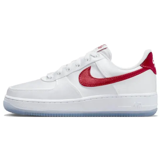 Nike Air Force 1 Low '07 Satin White Varsity Red Women's