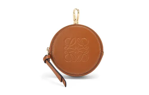 LOEWE Cow Leather Cookie Bag Wallet Coin Purse Mini Unisex Tawny
