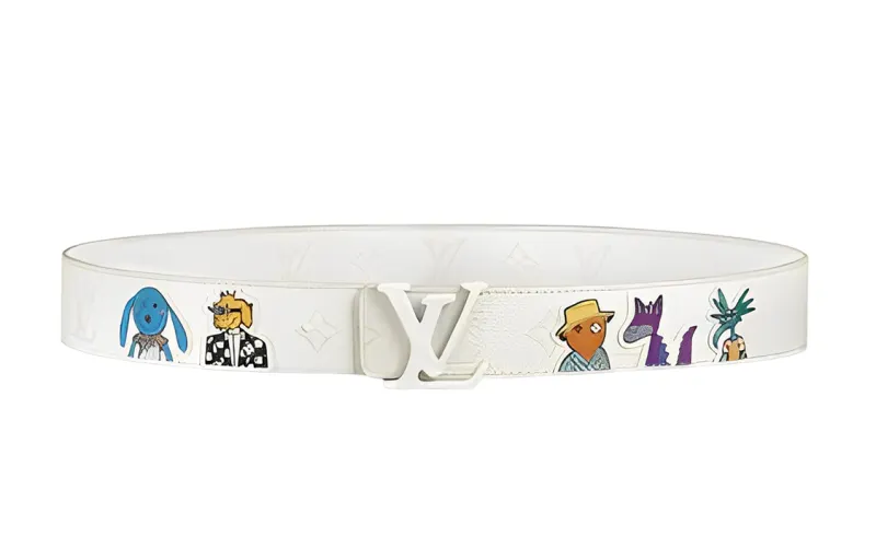 LOUIS VUITTON Leather Belts Unisex White Width 4cm