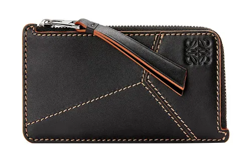 LOEWE PuzzleAnagram Smooth Cow Leather Card Holder Men's Black