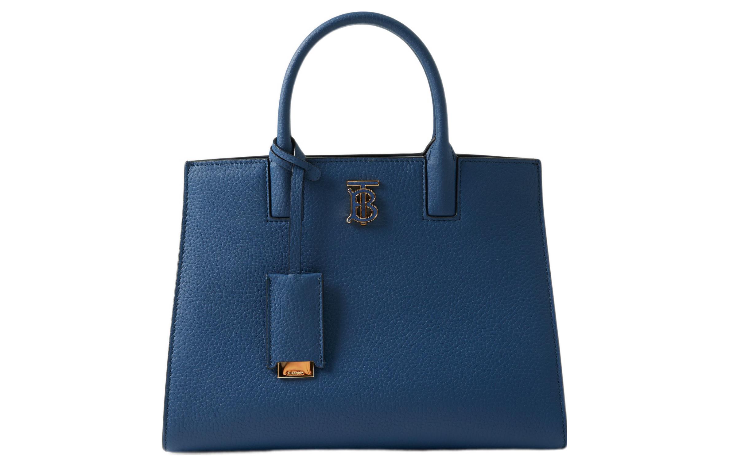 Burberry Frances Grain Calfskin Tote Bag, Shopping Bag, Shoulder Bag, Crossbody Bag, Handbag Mini Women's Marine Blue