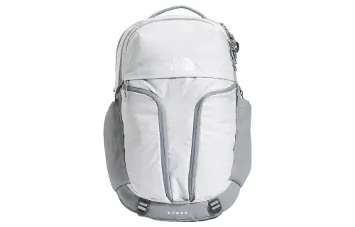 THE NORTH FACE 24L Backpack Double Shoulder Outdoor Bag Recycled Nylon Silver White Women's