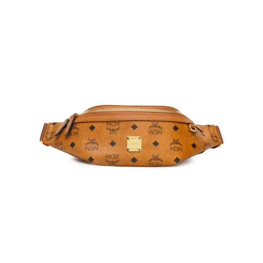 MCM Slim Fursten Belt Bag Small Visetos Cognac