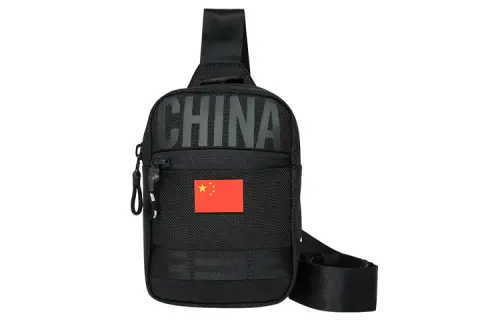 Anta Champion All Weather Collection Nylon With Oxford Sling Bag, Shoulder Bag, Crossbody Bag Regular Unisex Black