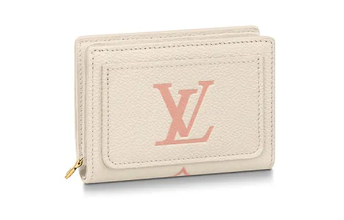 LOUIS VUITTON Cow Leather Wallet Women's Cream White