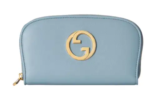 GUCCI Blondie Leather Wallet Women's Blue